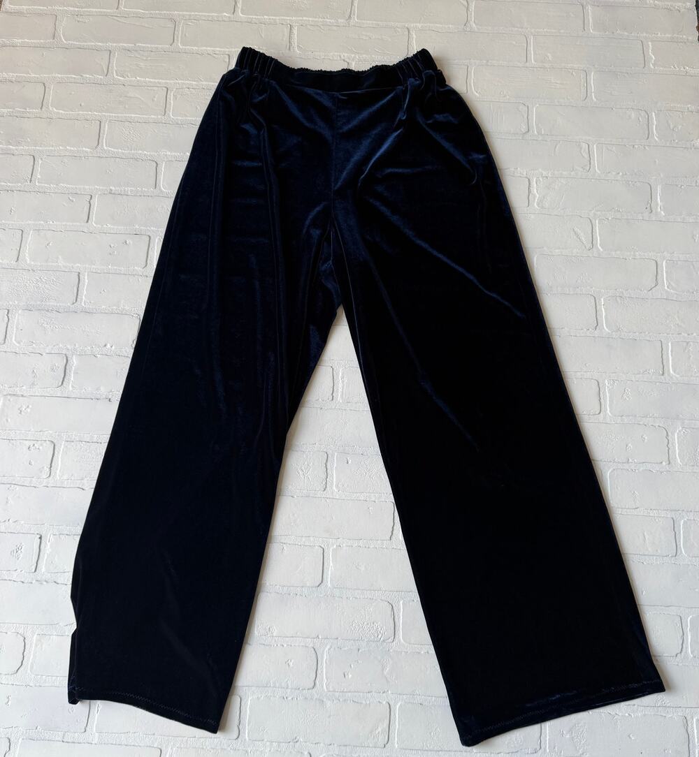 Coldwater Creek Women's Dark Navy Blue Velvet Pullon Dress Pants sz L